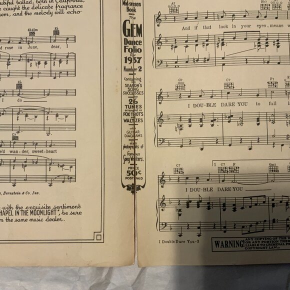 VINTAGE SHEET MUSIC - KATE SMITH - I DOUBLE DARE YOU 1937 - Picture 4 of 4